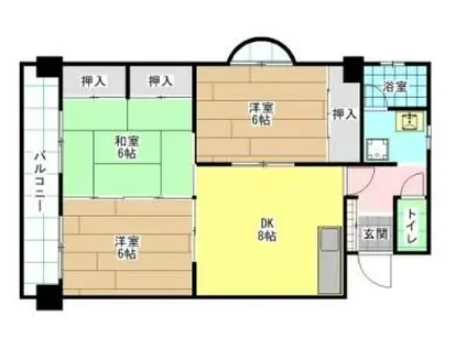 角田ビル片野新町(3DK/3階)の間取り写真