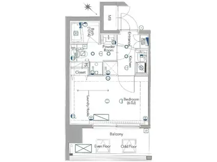 プレセダンヒルズ西川口(1K/2階)の間取り写真