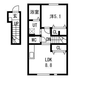 エリシオン265(1LDK/2階)の間取り写真