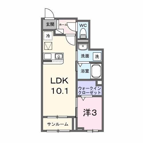 グラース アン(1LDK/1階)の間取り写真