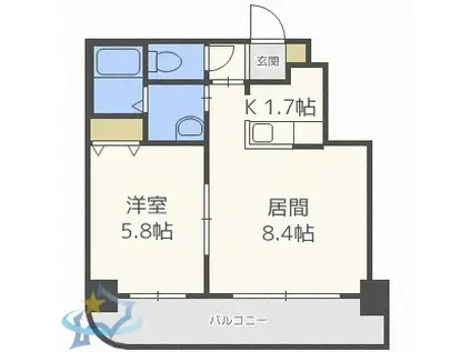 METRO SIDE大通(1LDK/8階)の間取り写真