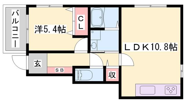 ネットハイツI(1LDK/1階)の間取り写真