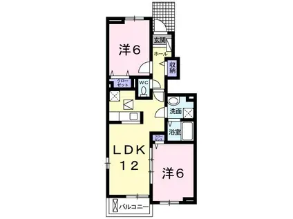 アルモニー・キャトル(2LDK/1階)の間取り写真