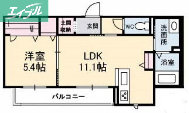カリーノテラス(1LDK/2階)の間取り写真