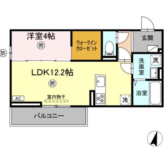 Dグラシア千代町(1LDK/1階)の間取り写真
