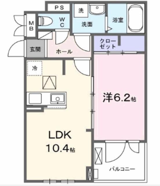 フォンテーヌⅢ(1LDK/1階)の間取り写真