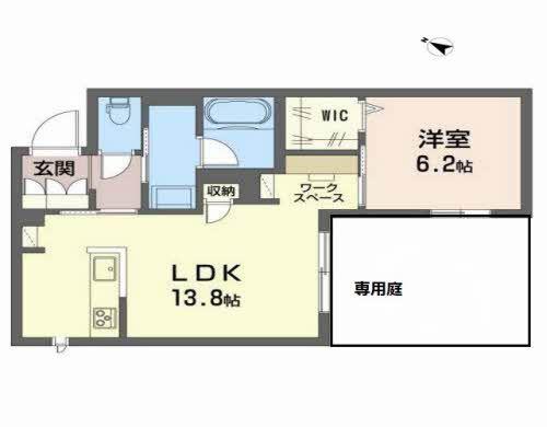 カトル レーヴ(1LDK/1階)の間取り写真