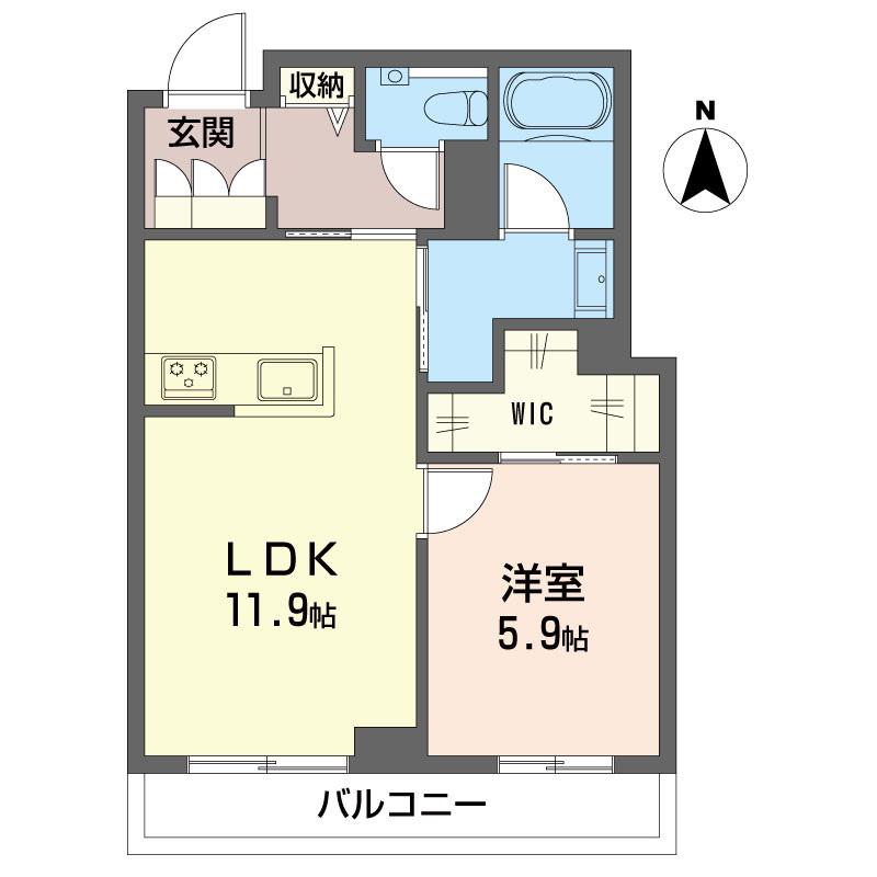 メゾン・ド・ノワール(1LDK/2階)の間取り写真