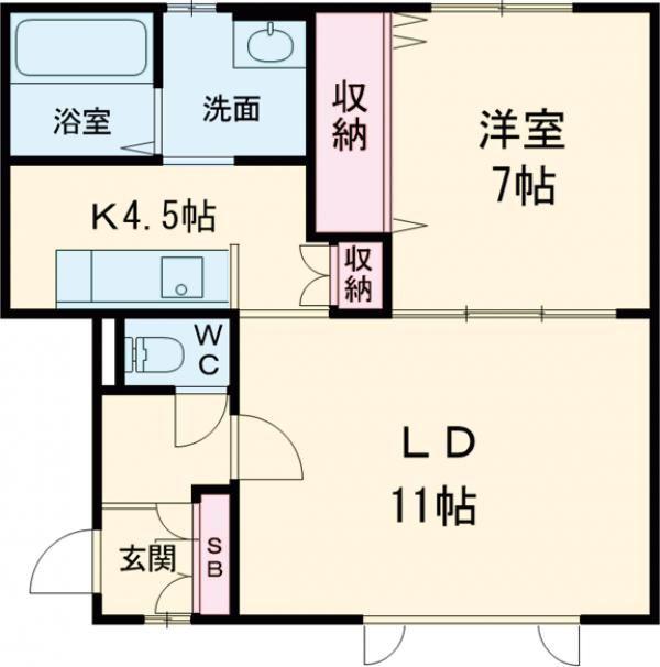 グランビュー本町(1LDK/2階)の間取り写真