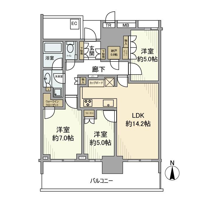 BAYZ TOWER&GARDEN(3LDK/3階)の間取り写真