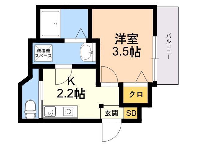 THE ROPPONMATSU(1K/3階)の間取り写真