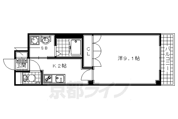 プエルタI(1K/2階)の間取り写真
