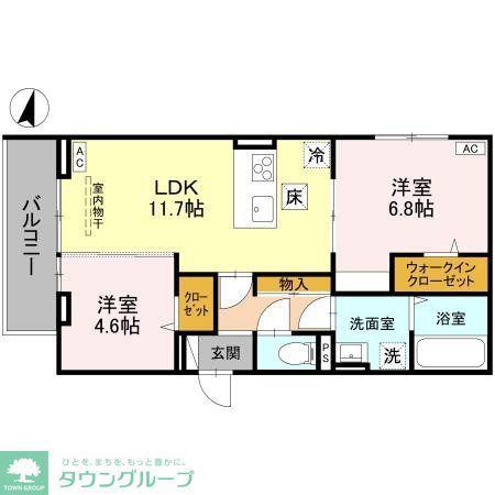 D-ROOM南越谷(2LDK/1階)の間取り写真