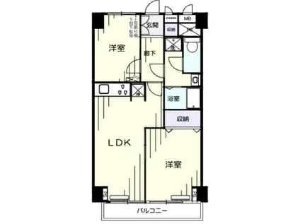 マンション 虎ノ門 2LDK(2LDK/2階)の間取り写真