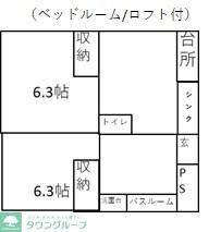 グランデュールKAJIGAYA(2DK/2階)の間取り写真