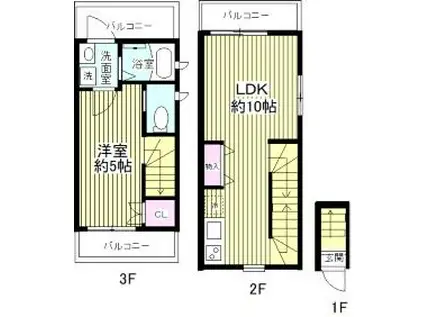 チェスナッツ蒲田(1LDK/1階)の間取り写真