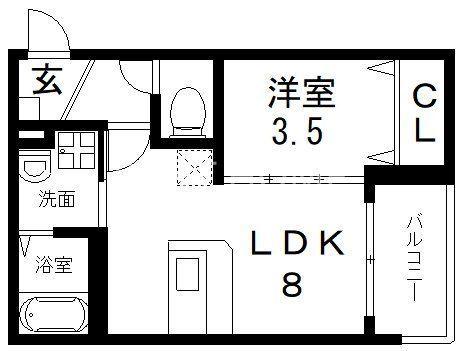 CRASTINE岩田町5丁目(1LDK/1階)の間取り写真
