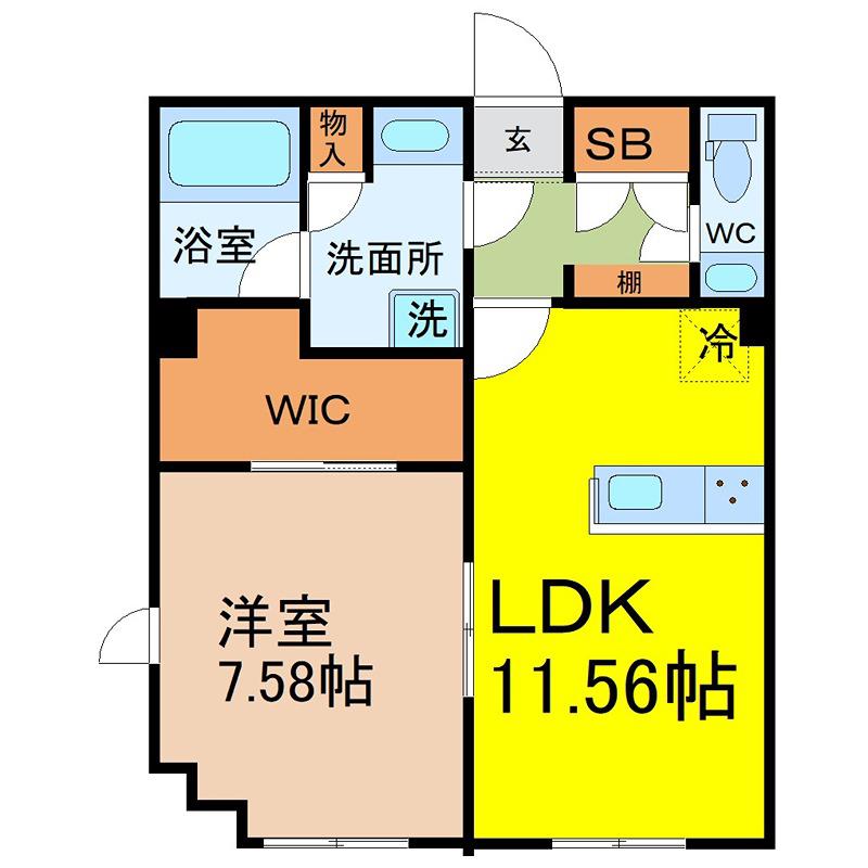 QUADOR NOIE 池下(1LDK/2階)の間取り写真