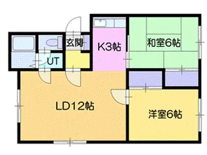 記念塔ハイツB(2LDK/3階)の間取り写真