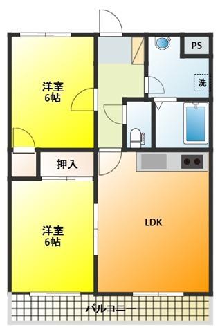 コートビレッジ渡瀬(2LDK/1階)の間取り写真