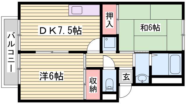 ロイヤル三木(2DK/2階)の間取り写真