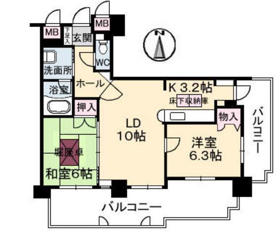 ディアナ並木(2LDK/5階)の間取り写真