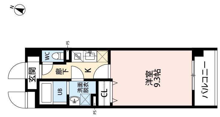 HS光が丘(1K/2階)の間取り写真