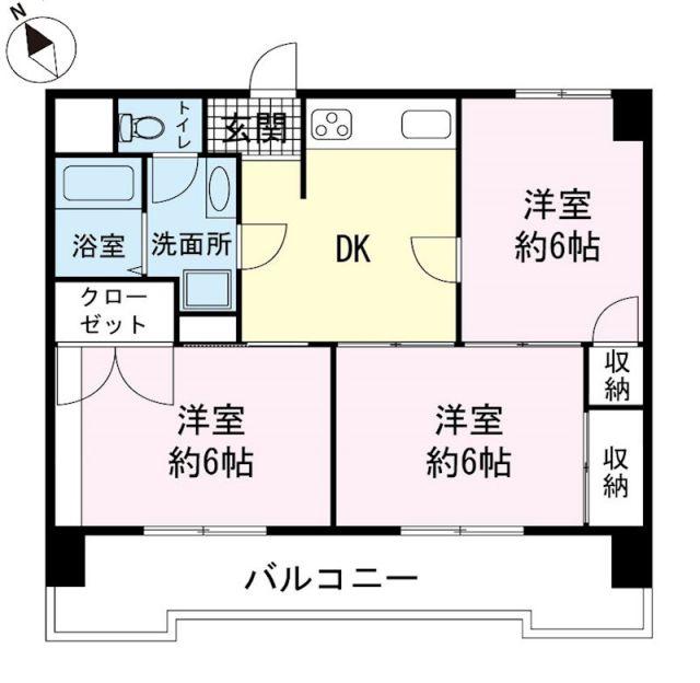 コーポ上原(3DK/3階)の間取り写真