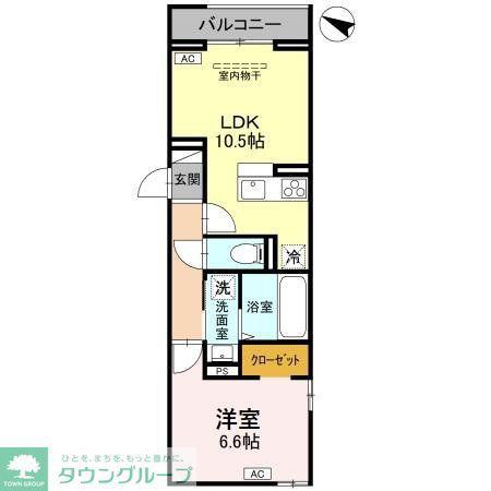 八潮南部西62街区PJ B(1LDK/3階)の間取り写真