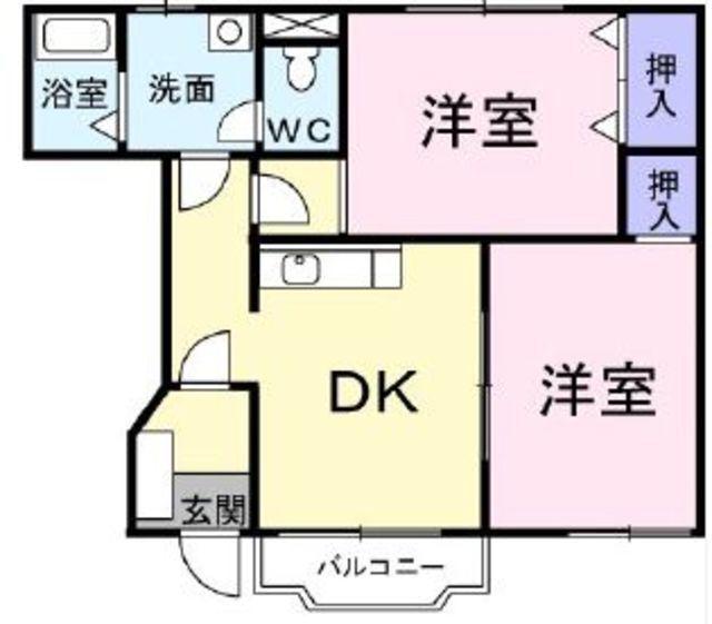 フロレスタB(2DK/1階)の間取り写真