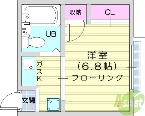 高野コーポ(1K/3階)の間取り写真