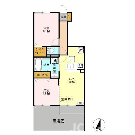 グランツ B(2LDK/1階)の間取り写真