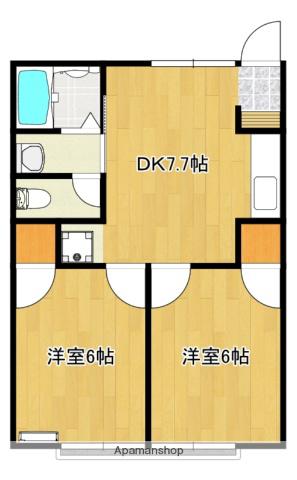 ASAHIハイツII(2DK/2階)の間取り写真