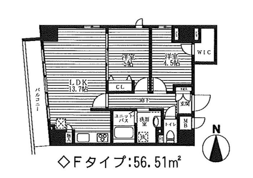シャローム南小岩(2LDK/6階)の間取り写真