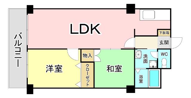 田町ビル(2LDK/8階)の間取り写真