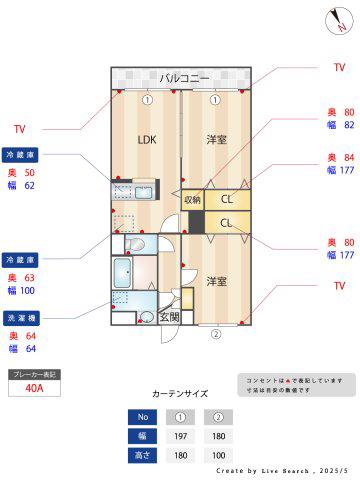ファミーユ旭台(2LDK/2階)の間取り写真