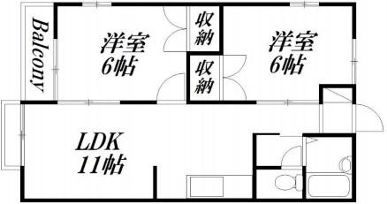 サンロイヤル(2LDK/1階)の間取り写真