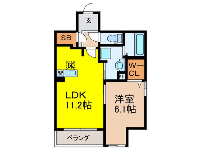 ユニヴェール千里中央(1LDK/2階)の間取り写真