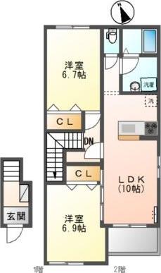 アリウス出水(2LDK/2階)の間取り写真