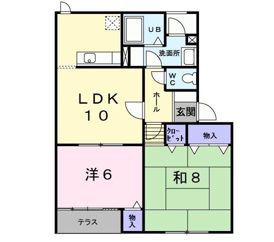 スカイドミール(2LDK/1階)の間取り写真
