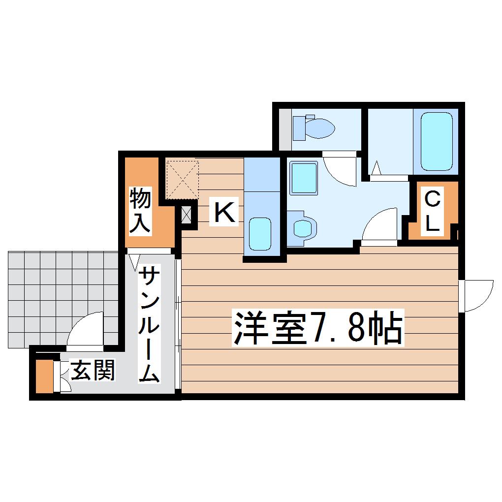 ブレスサイドヒルズH(ワンルーム/1階)の間取り写真