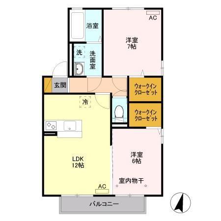 MIYABI A(2LDK/2階)の間取り写真
