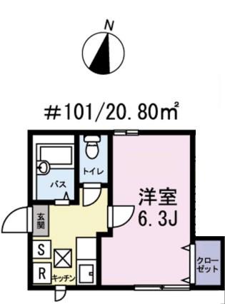 サンシャイン島(1K/1階)の間取り写真