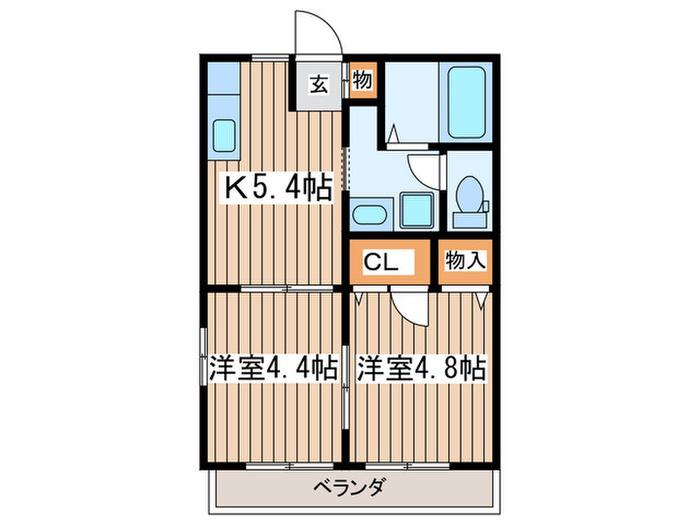 フレグランス羽鳥(2K/2階)の間取り写真