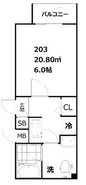 アイディ品川20(1K/2階)の間取り写真