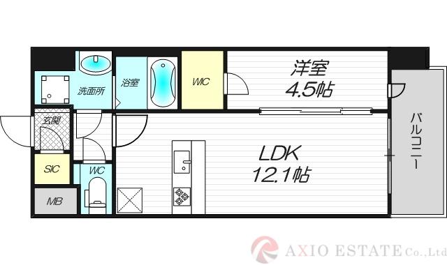 スプランディッド新大阪VII(1LDK/9階)の間取り写真
