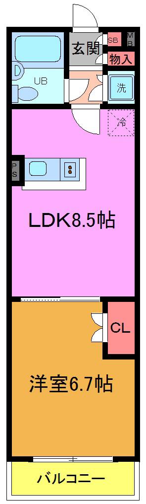 ローズマンションA15番館(1LDK/3階)の間取り写真