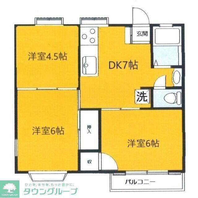 サンウエスト(3DK/2階)の間取り写真
