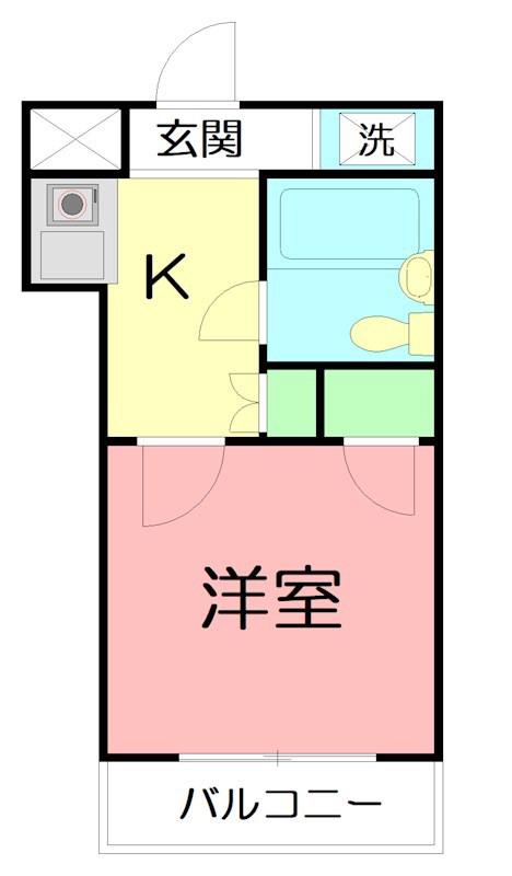 フレンドポート座間第2(1K/2階)の間取り写真