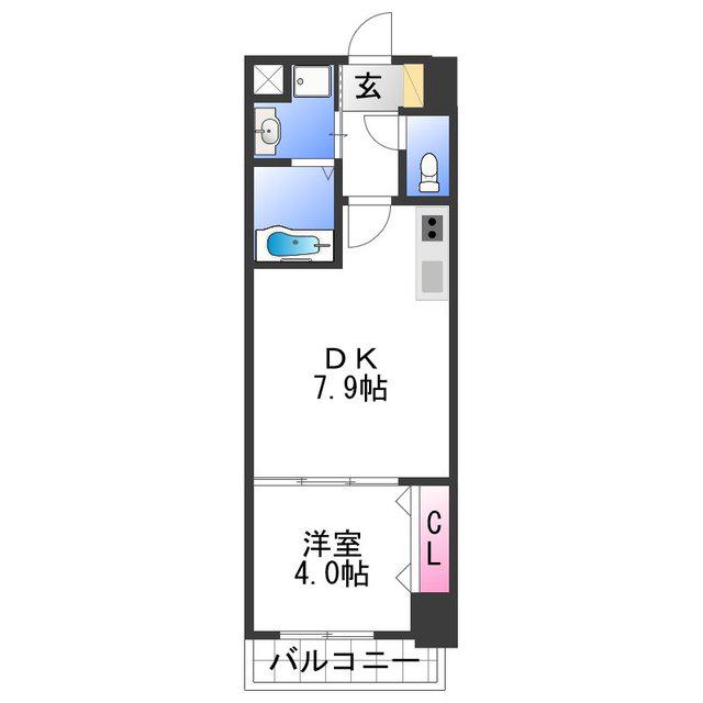 シャルマンフジ和歌山駅前(1DK/8階)の間取り写真